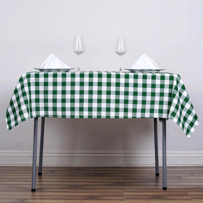 Polyester 54"x54" Square Tablecloth White/Green - Checkered Buffalo Plaid Design for Casual Table Settings - Linen Luxes