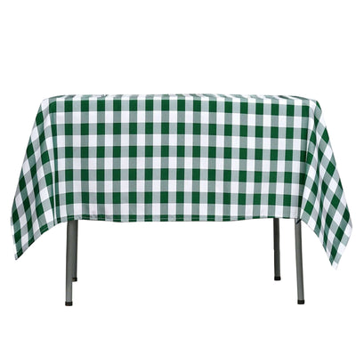 Polyester 54"x54" Square Tablecloth White/Green - Checkered Buffalo Plaid Design for Casual Table Settings - Linen Luxes
