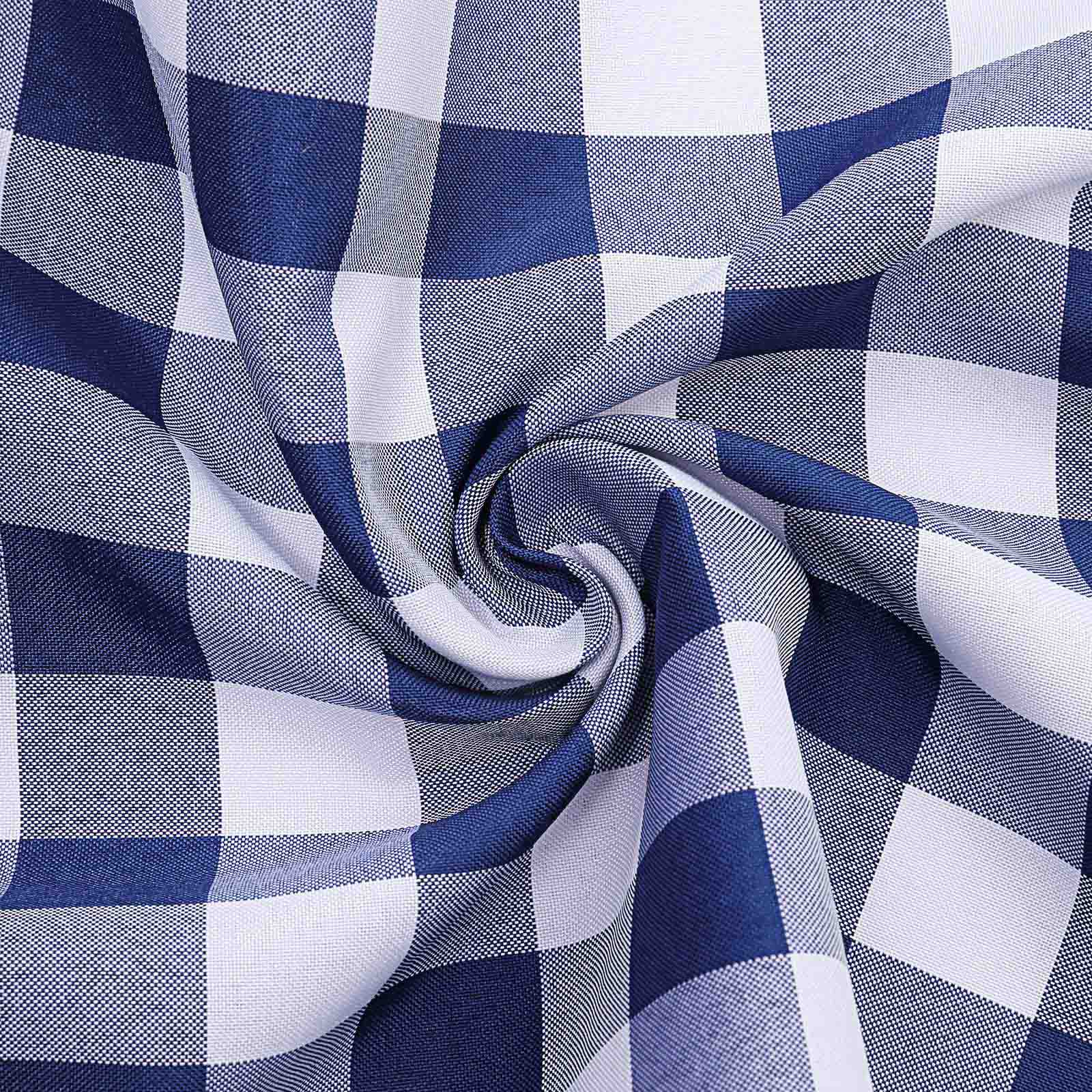 Polyester 54"x54" Square Tablecloth White/Navy Blue - Checkered Buffalo Plaid Design for Casual Table Settings - Linen Luxes