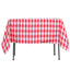 Polyester 54"x54" Square Tablecloth White/Red - Checkered Buffalo Plaid Design for Casual Table Settings - Linen Luxes