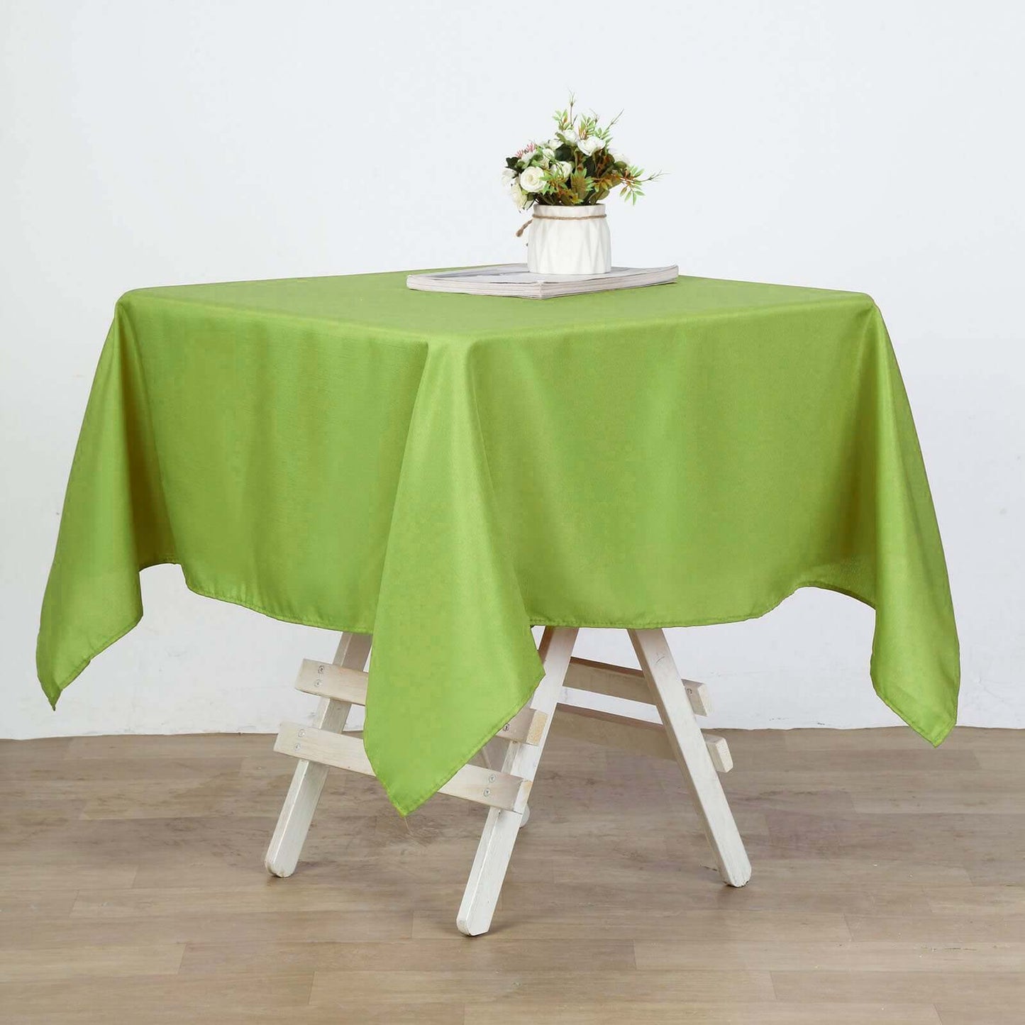 Polyester 54"x54" Table Overlay Square Tablecloth Apple Green - Wrinkle - Resistant & Durable Table Cover - Linen Luxes