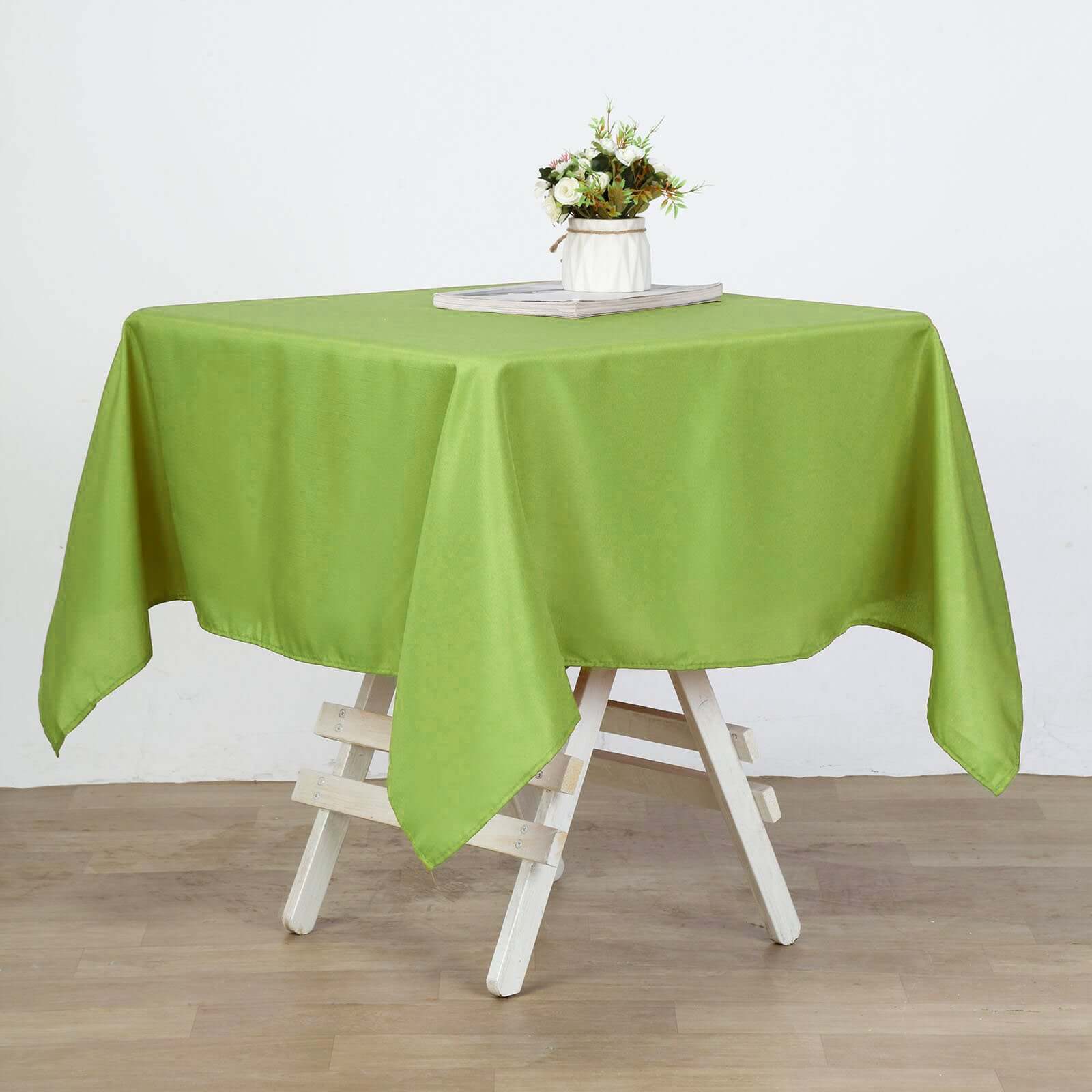 Polyester 54"x54" Table Overlay Square Tablecloth Apple Green - Wrinkle - Resistant & Durable Table Cover - Linen Luxes