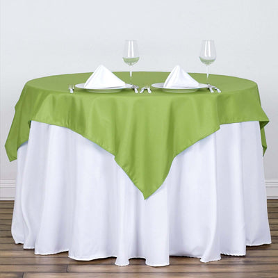 Polyester 54"x54" Table Overlay Square Tablecloth Apple Green - Wrinkle - Resistant & Durable Table Cover - Linen Luxes