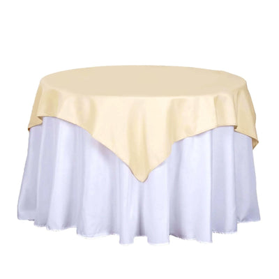 Polyester 54"x54" Table Overlay Square Tablecloth Beige - Wrinkle - Resistant & Durable Table Cover - Linen Luxes