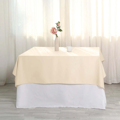 Polyester 54"x54" Table Overlay Square Tablecloth Beige - Wrinkle - Resistant & Durable Table Cover - Linen Luxes