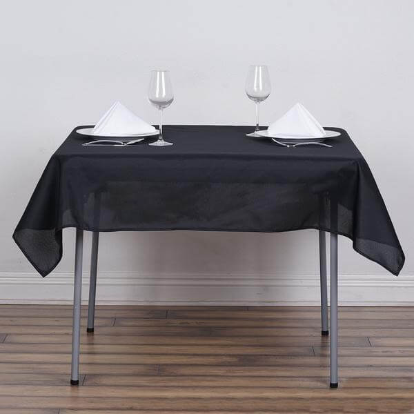 Polyester 54"x54" Table Overlay Square Tablecloth Black - Wrinkle - Resistant & Durable Table Cover for Events - Linen Luxes