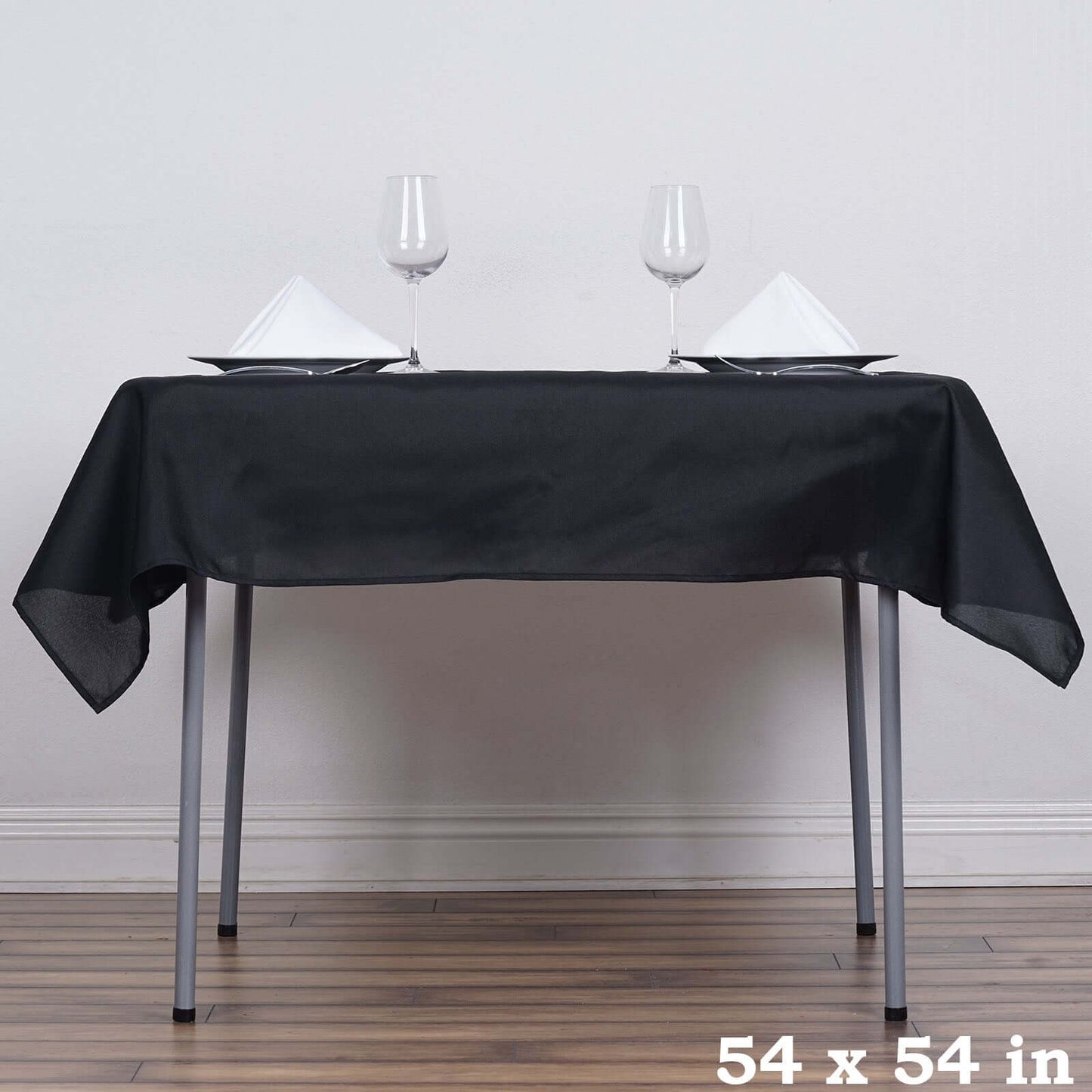 Polyester 54"x54" Table Overlay Square Tablecloth Black - Wrinkle - Resistant & Durable Table Cover for Events - Linen Luxes