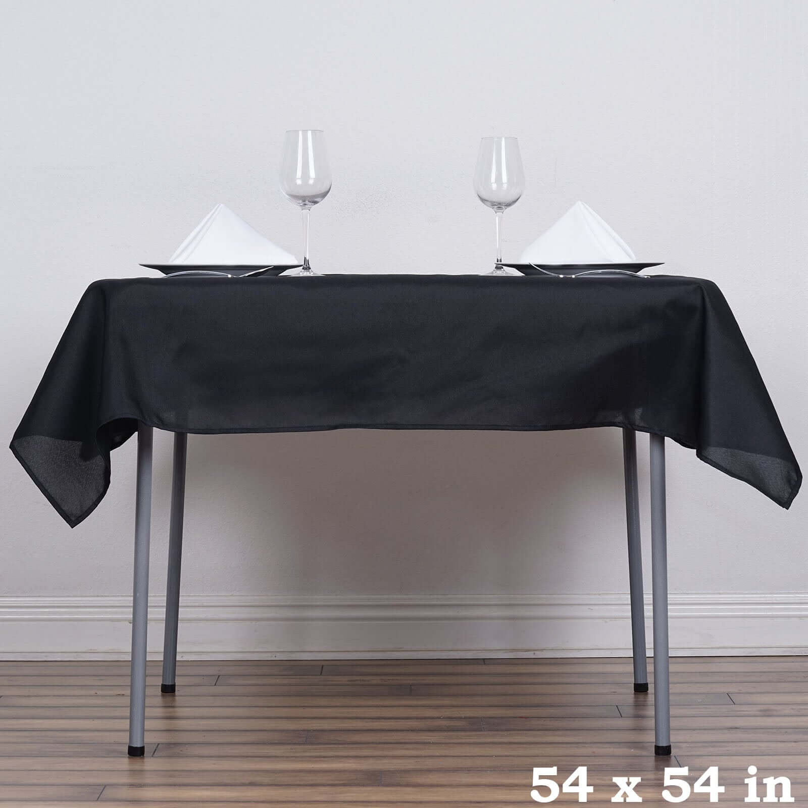 Polyester 54"x54" Table Overlay Square Tablecloth Black - Wrinkle - Resistant & Durable Table Cover for Events - Linen Luxes