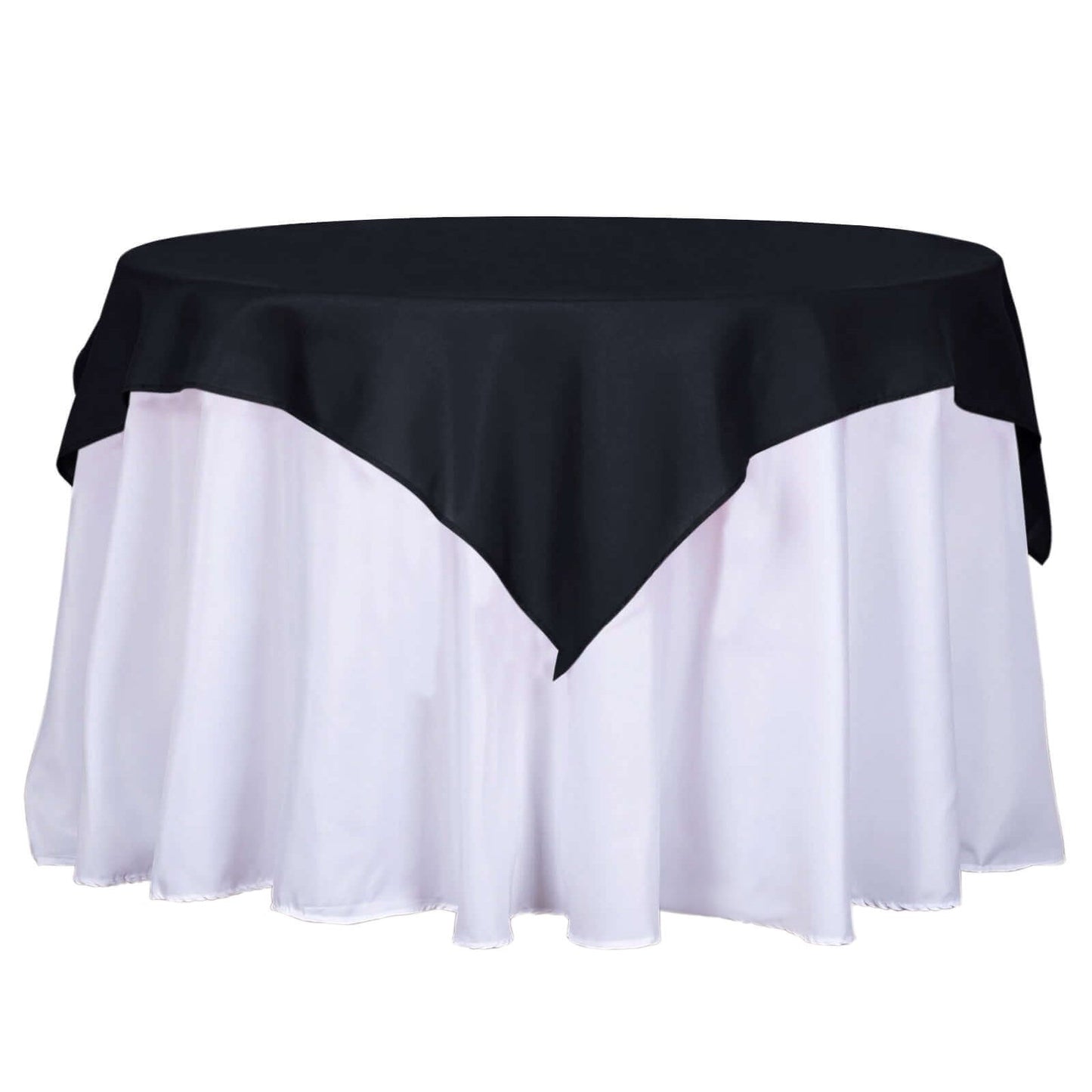 Polyester 54"x54" Table Overlay Square Tablecloth Black - Wrinkle - Resistant & Durable Table Cover for Events - Linen Luxes