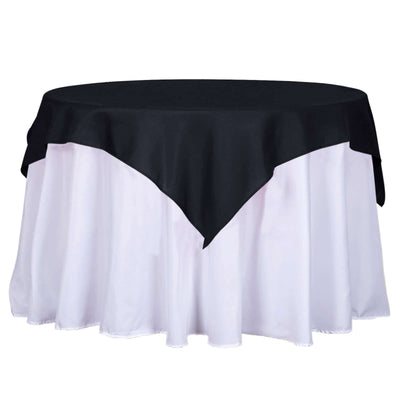 Polyester 54"x54" Table Overlay Square Tablecloth Black - Wrinkle - Resistant & Durable Table Cover for Events - Linen Luxes