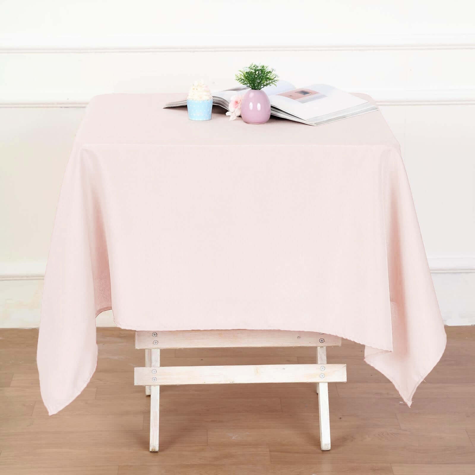 Polyester 54"x54" Table Overlay Square Tablecloth Blush - Wrinkle - Resistant & Durable Table Cover - Linen Luxes