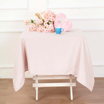 Polyester 54"x54" Table Overlay Square Tablecloth Blush - Wrinkle - Resistant & Durable Table Cover - Linen Luxes