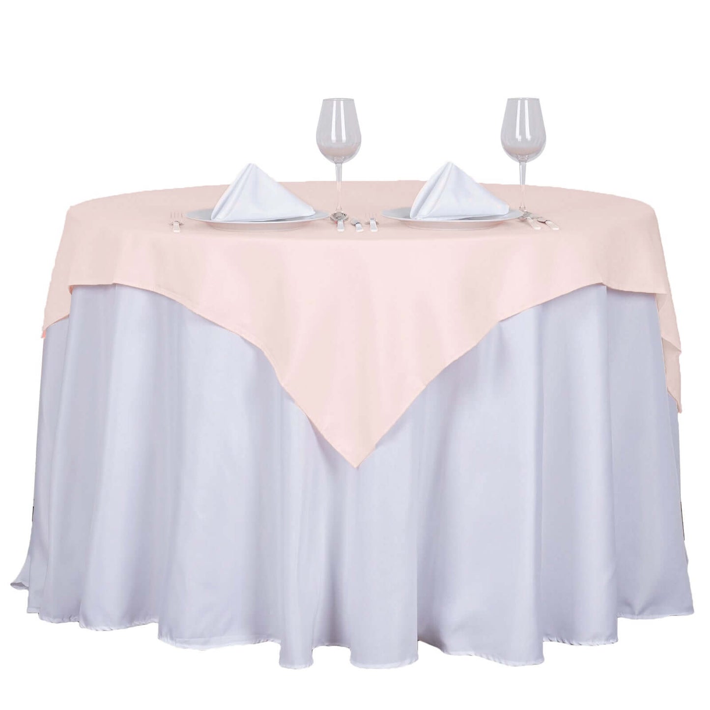 Polyester 54"x54" Table Overlay Square Tablecloth Blush - Wrinkle - Resistant & Durable Table Cover - Linen Luxes