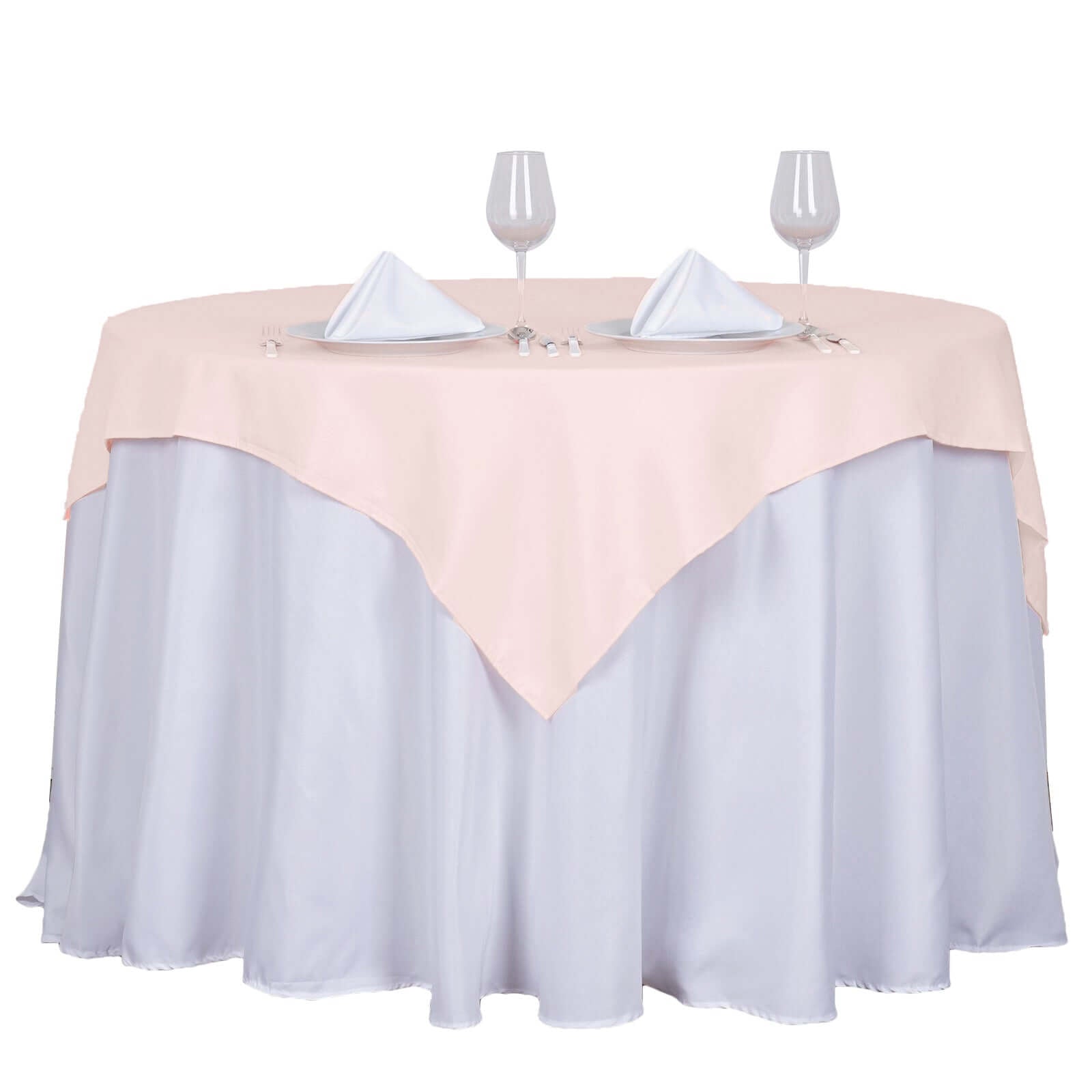 Polyester 54"x54" Table Overlay Square Tablecloth Blush - Wrinkle - Resistant & Durable Table Cover - Linen Luxes