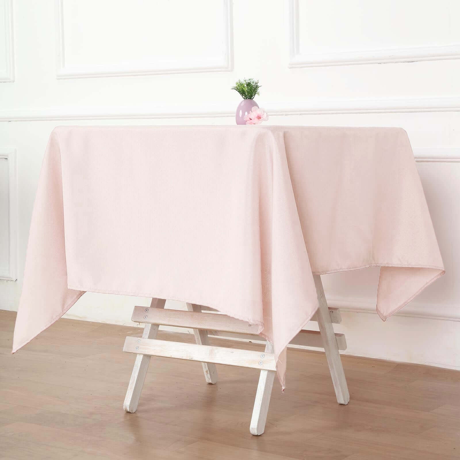Polyester 54"x54" Table Overlay Square Tablecloth Blush - Wrinkle - Resistant & Durable Table Cover - Linen Luxes