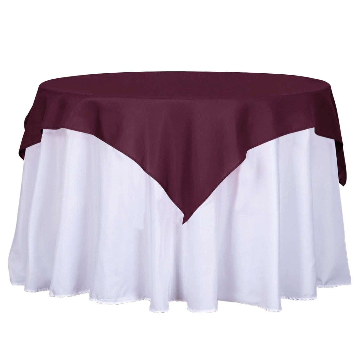 Polyester 54"x54" Table Overlay Square Tablecloth Burgundy - Wrinkle - Resistant & Durable Table Cover - Linen Luxes
