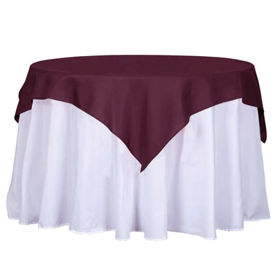 Polyester 54"x54" Table Overlay Square Tablecloth Burgundy - Wrinkle - Resistant & Durable Table Cover - Linen Luxes