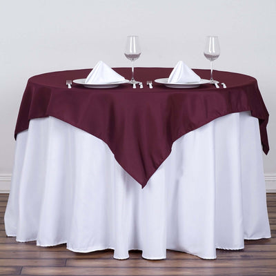 Polyester 54"x54" Table Overlay Square Tablecloth Burgundy - Wrinkle - Resistant & Durable Table Cover - Linen Luxes