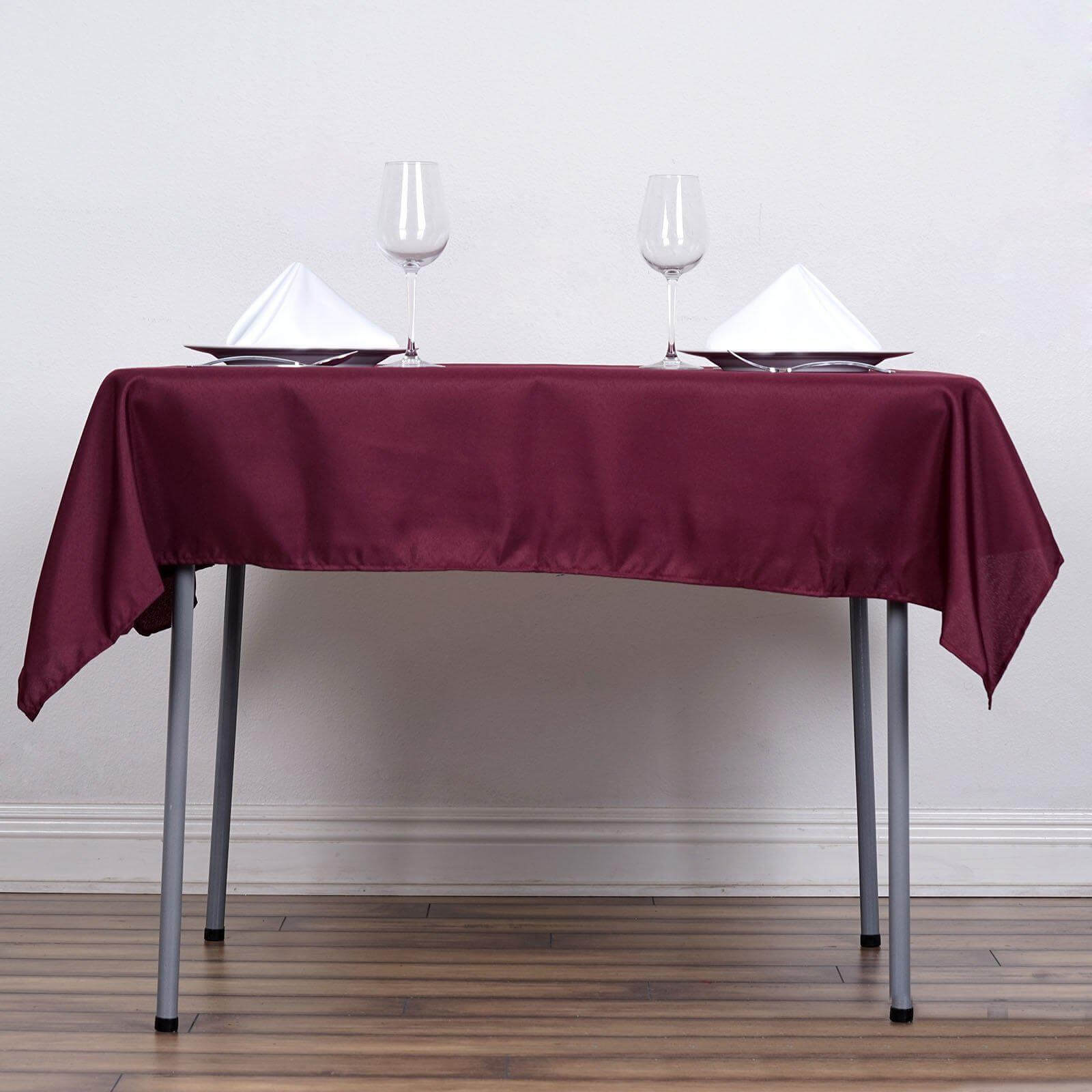 Polyester 54"x54" Table Overlay Square Tablecloth Burgundy - Wrinkle - Resistant & Durable Table Cover - Linen Luxes