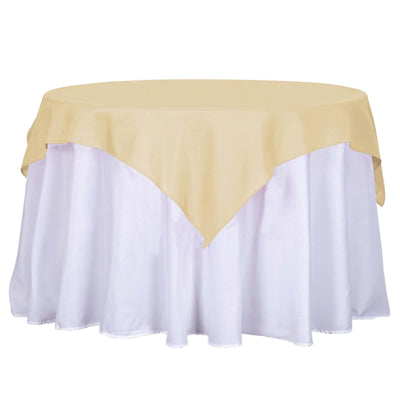 Polyester 54"x54" Table Overlay Square Tablecloth Champagne - Wrinkle - Resistant & Durable Table Cover - Linen Luxes
