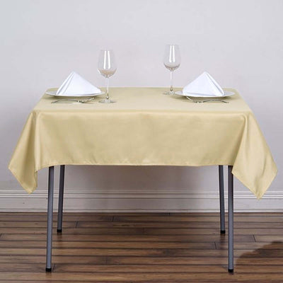 Polyester 54"x54" Table Overlay Square Tablecloth Champagne - Wrinkle - Resistant & Durable Table Cover - Linen Luxes