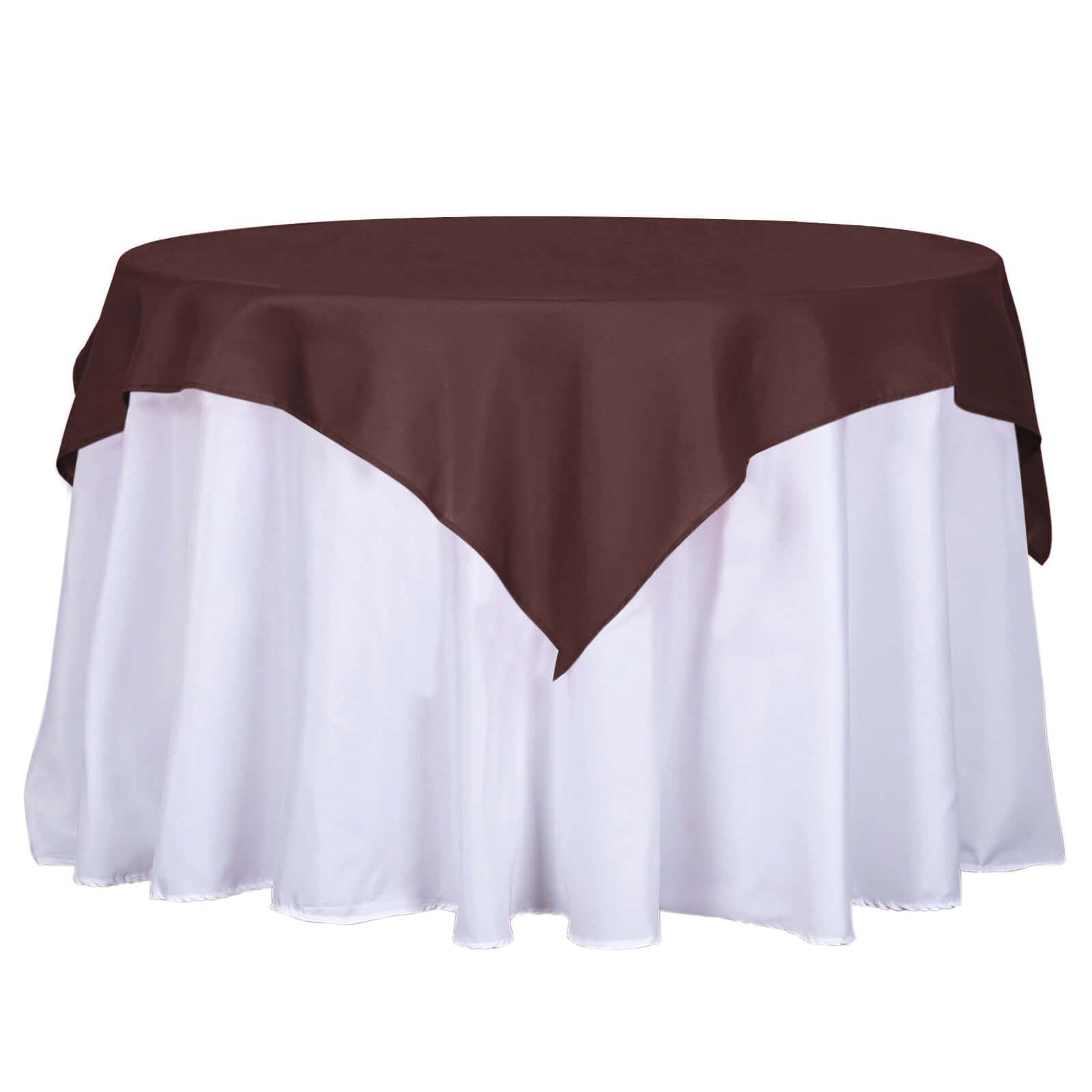 Polyester 54"x54" Table Overlay Square Tablecloth Chocolate - Wrinkle - Resistant & Durable Table Cover - Linen Luxes