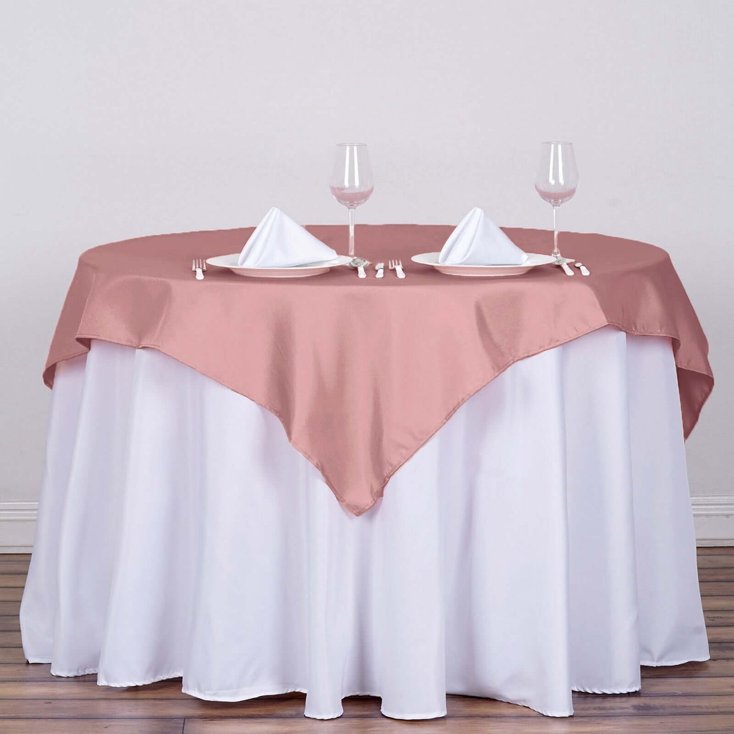 Polyester 54"x54" Table Overlay Square Tablecloth Dusty Rose - Wrinkle - Resistant & Durable Table Cover - Linen Luxes
