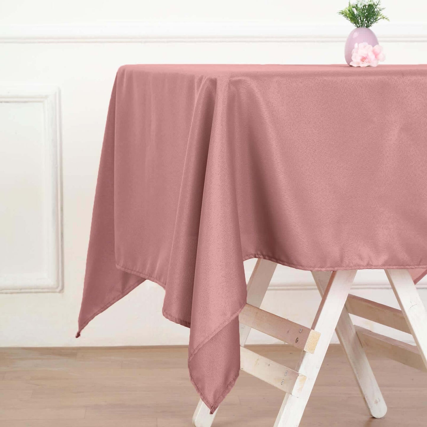 Polyester 54"x54" Table Overlay Square Tablecloth Dusty Rose - Wrinkle - Resistant & Durable Table Cover - Linen Luxes