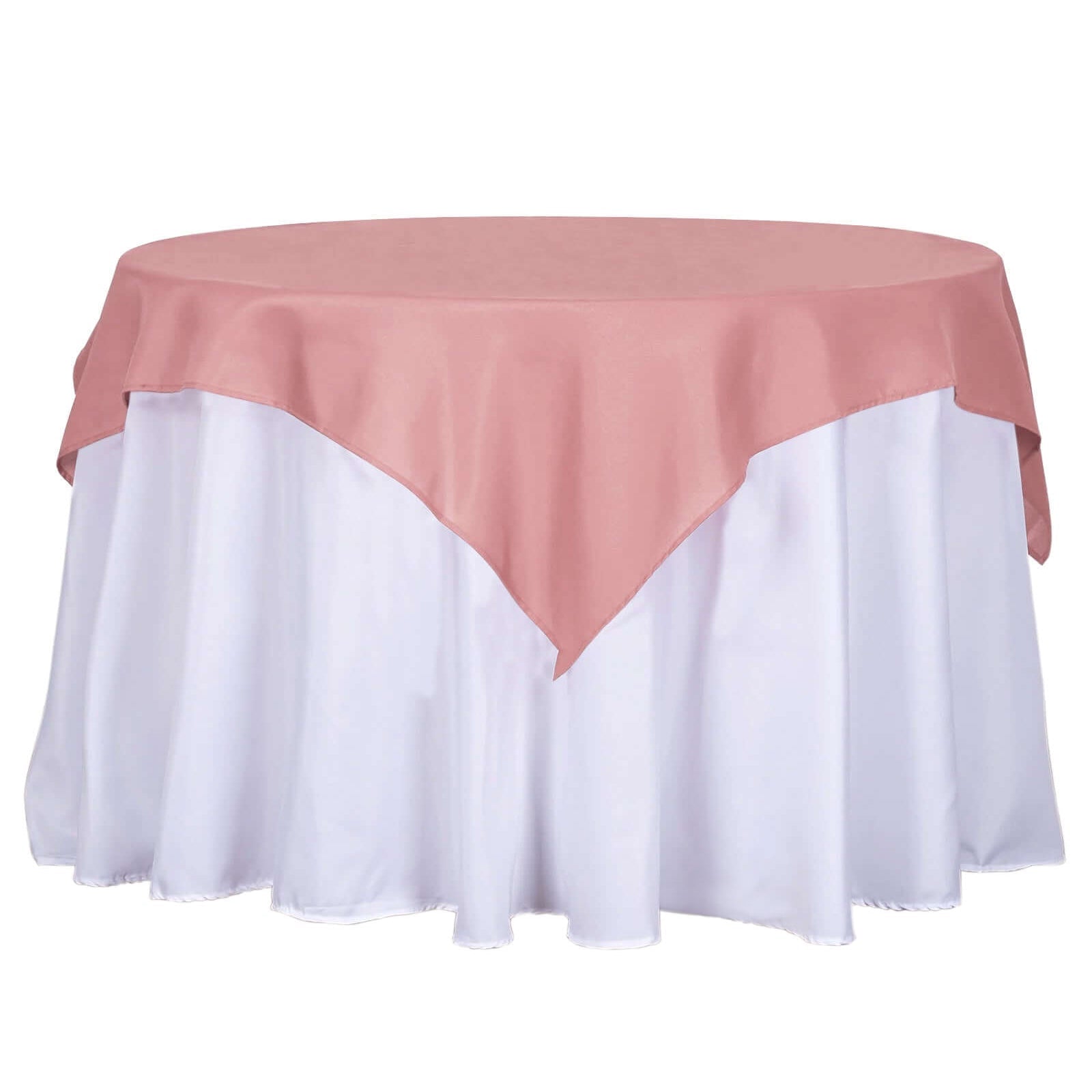 Polyester 54"x54" Table Overlay Square Tablecloth Dusty Rose - Wrinkle - Resistant & Durable Table Cover - Linen Luxes
