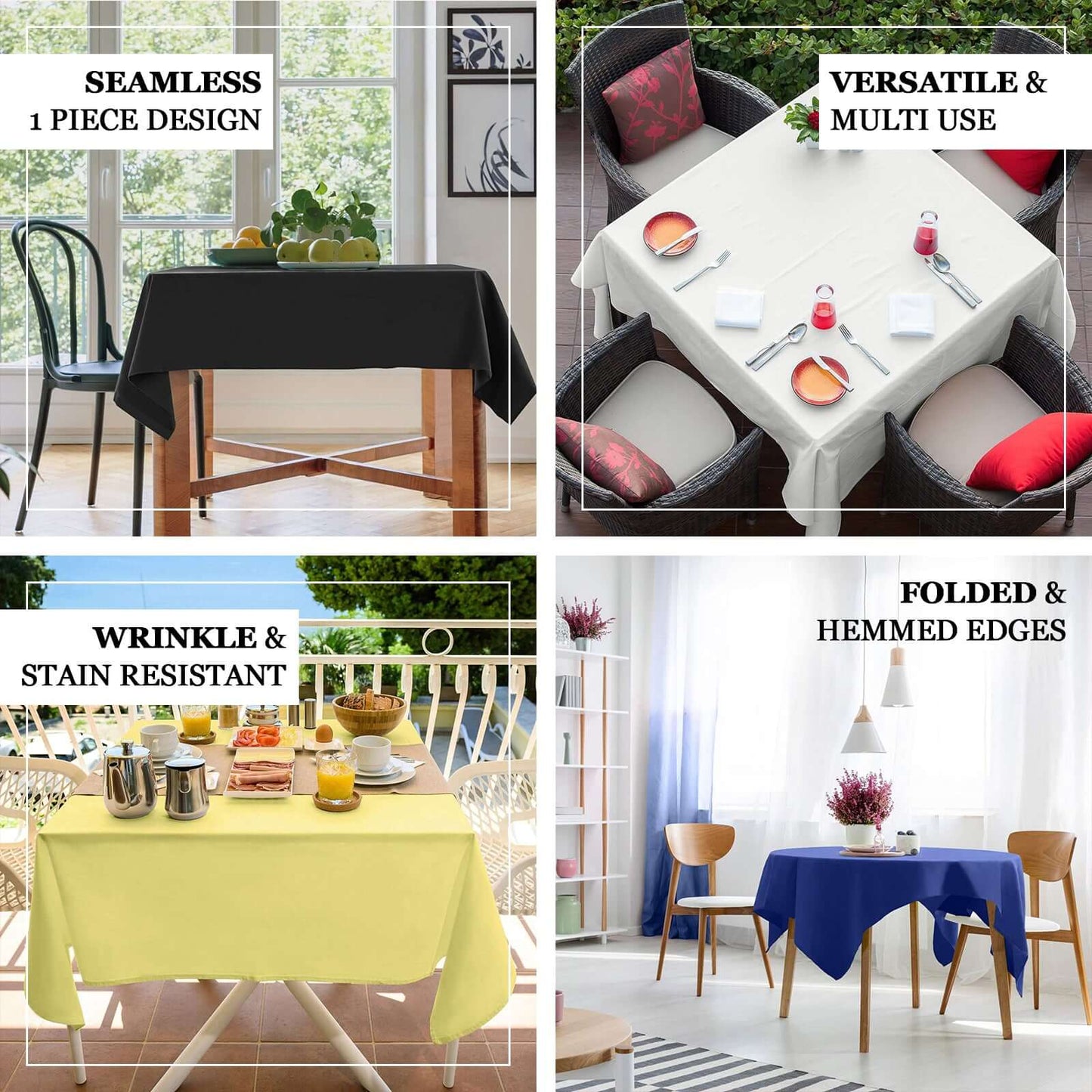 Polyester 54"x54" Table Overlay Square Tablecloth Fuchsia - Wrinkle - Resistant & Durable Table Cover - Linen Luxes