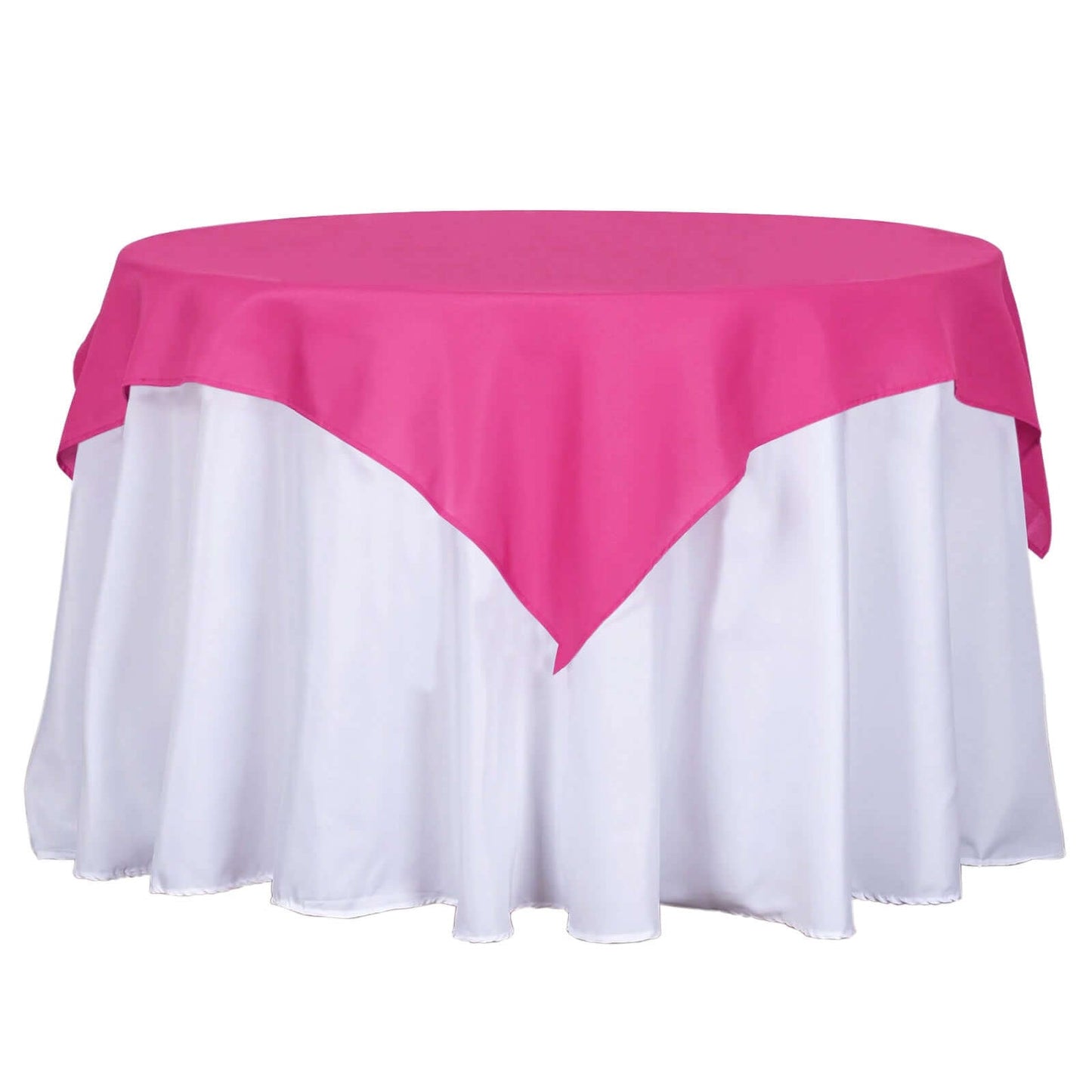Polyester 54"x54" Table Overlay Square Tablecloth Fuchsia - Wrinkle - Resistant & Durable Table Cover - Linen Luxes