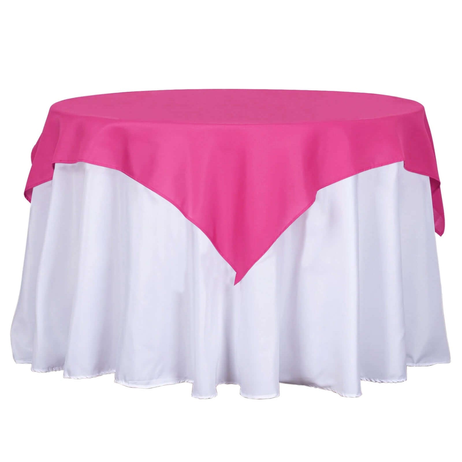 Polyester 54"x54" Table Overlay Square Tablecloth Fuchsia - Wrinkle - Resistant & Durable Table Cover - Linen Luxes