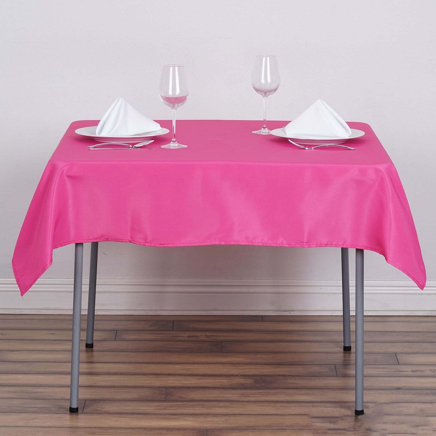 Polyester 54"x54" Table Overlay Square Tablecloth Fuchsia - Wrinkle - Resistant & Durable Table Cover - Linen Luxes