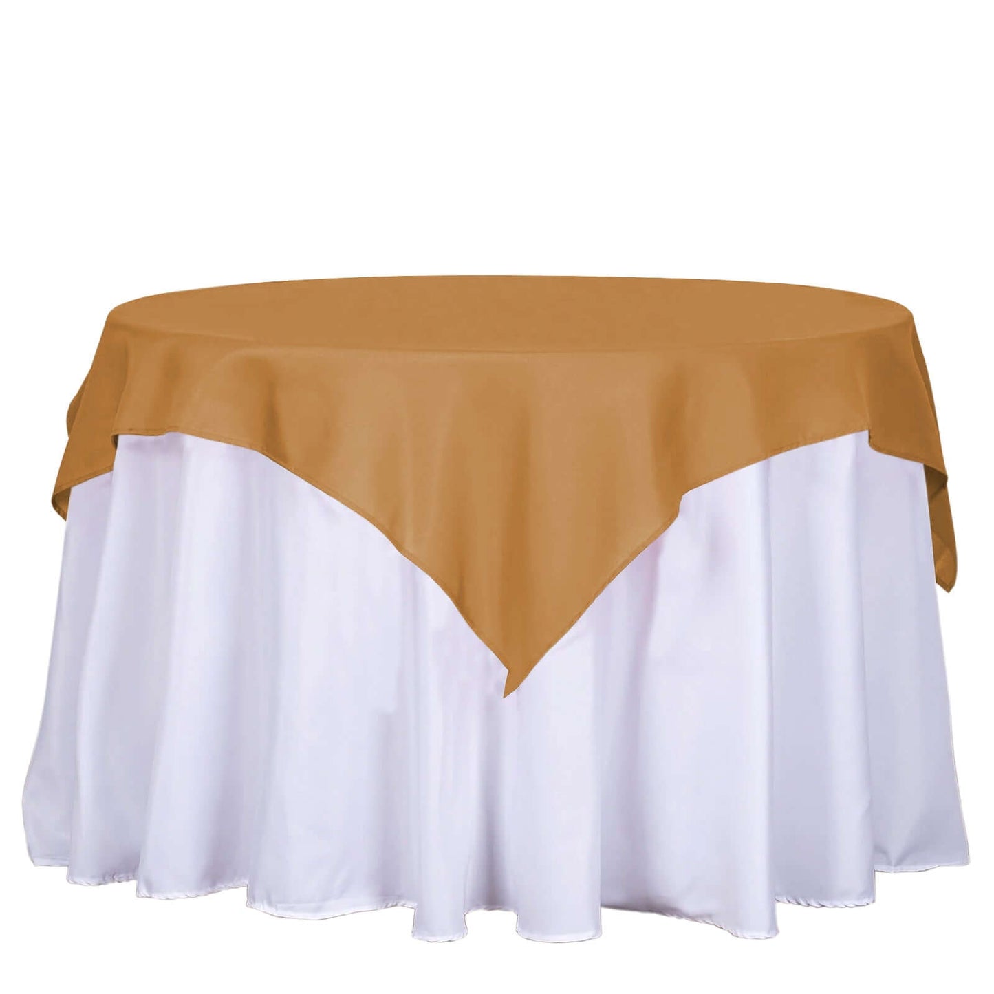 Polyester 54"x54" Table Overlay Square Tablecloth Gold - Wrinkle - Resistant & Durable Table Cover for Events - Linen Luxes