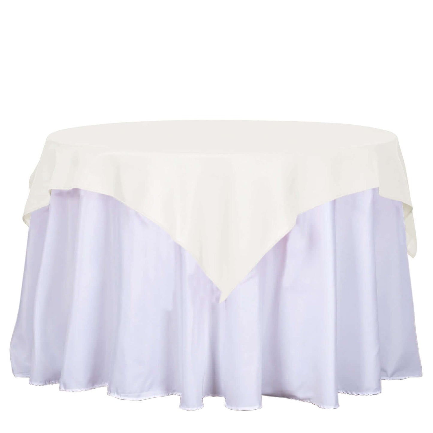 Polyester 54"x54" Table Overlay Square Tablecloth Ivory - Wrinkle - Resistant & Durable Table Cover - Linen Luxes