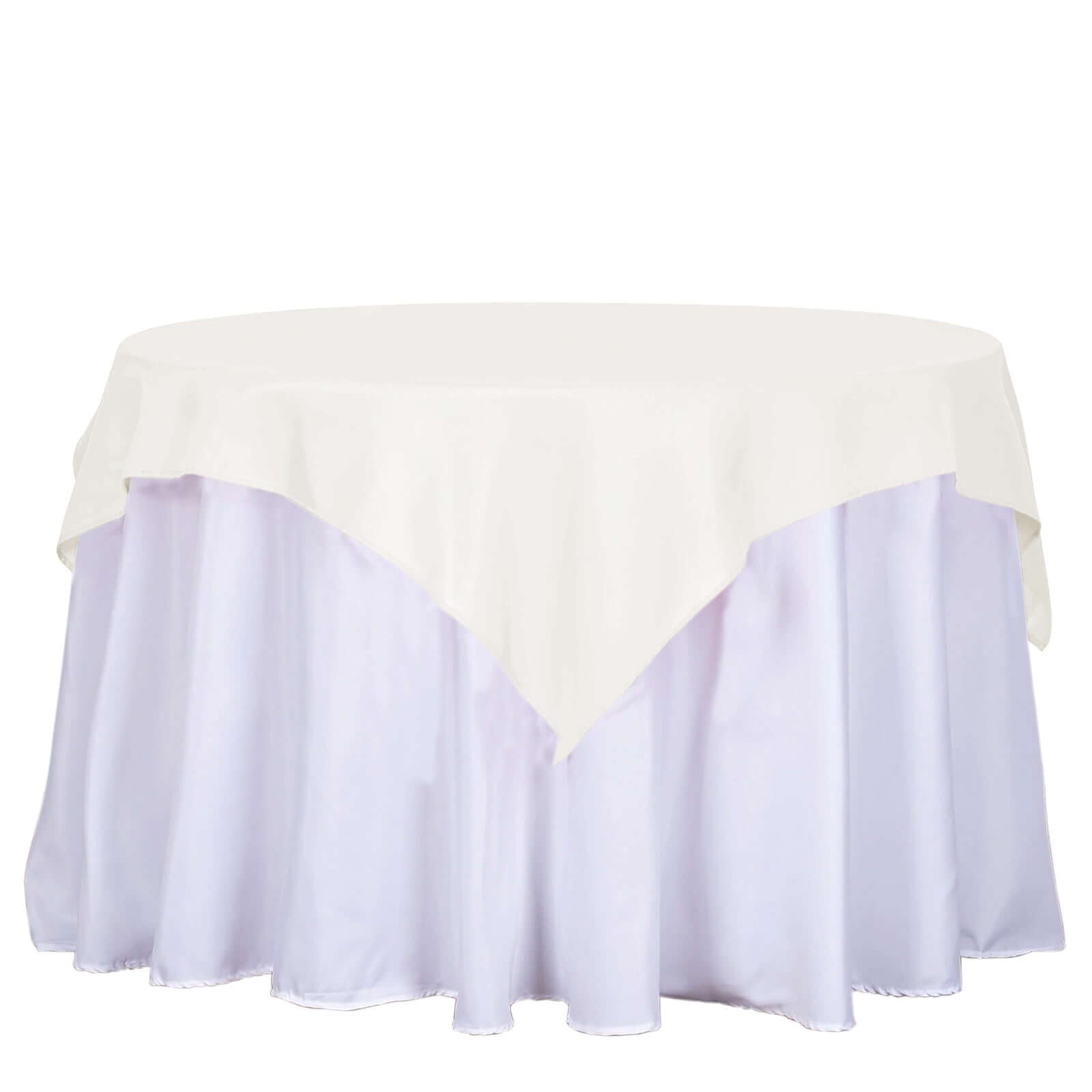 Polyester 54"x54" Table Overlay Square Tablecloth Ivory - Wrinkle - Resistant & Durable Table Cover - Linen Luxes