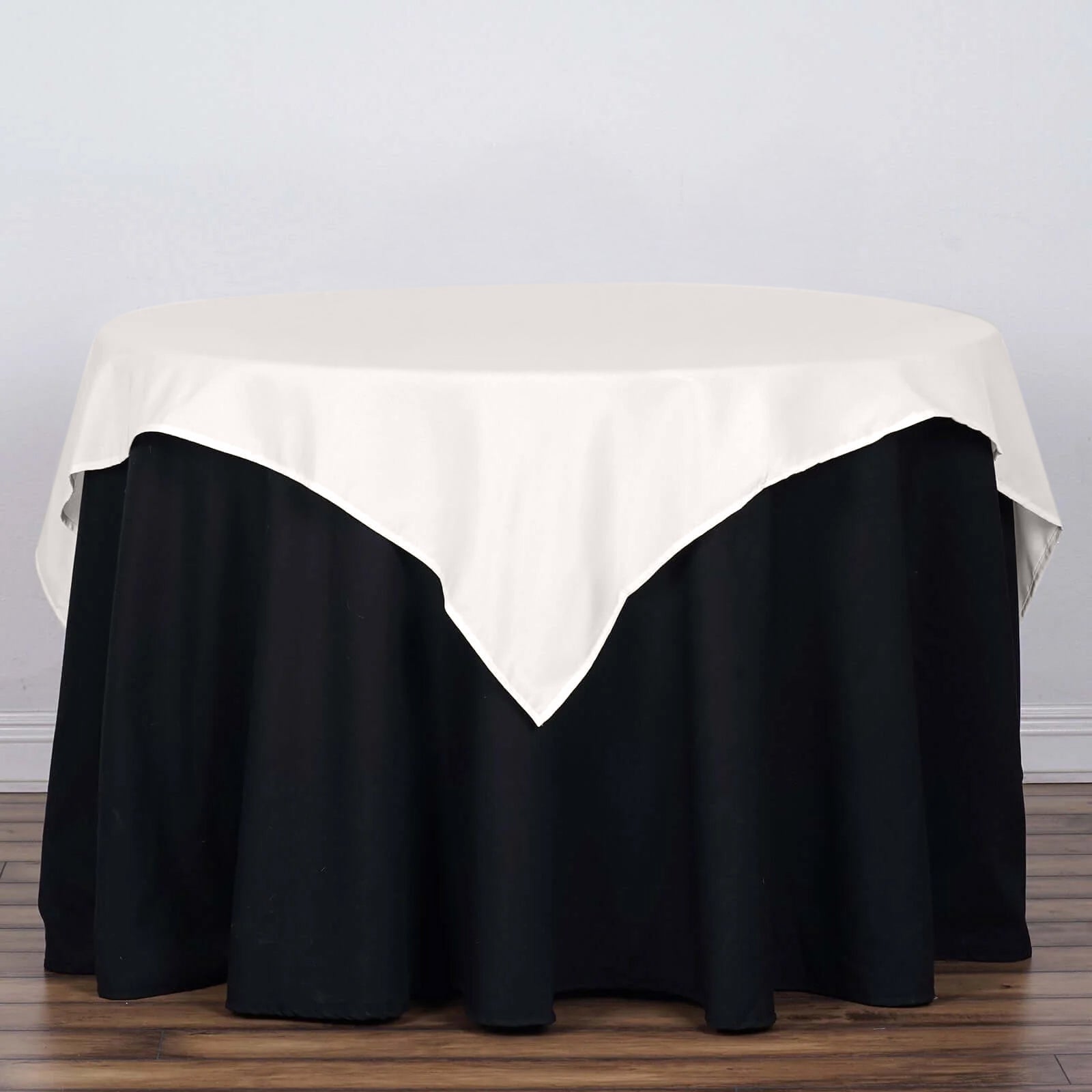 Polyester 54"x54" Table Overlay Square Tablecloth Ivory - Wrinkle - Resistant & Durable Table Cover - Linen Luxes