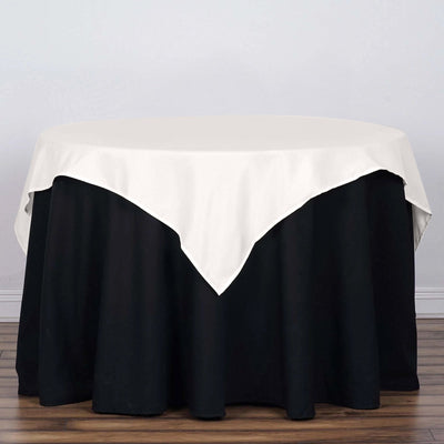 Polyester 54"x54" Table Overlay Square Tablecloth Ivory - Wrinkle - Resistant & Durable Table Cover - Linen Luxes