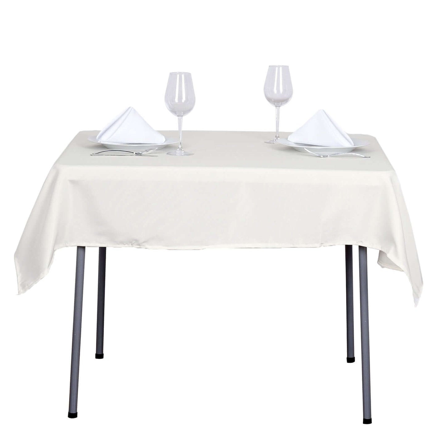 Polyester 54"x54" Table Overlay Square Tablecloth Ivory - Wrinkle - Resistant & Durable Table Cover - Linen Luxes