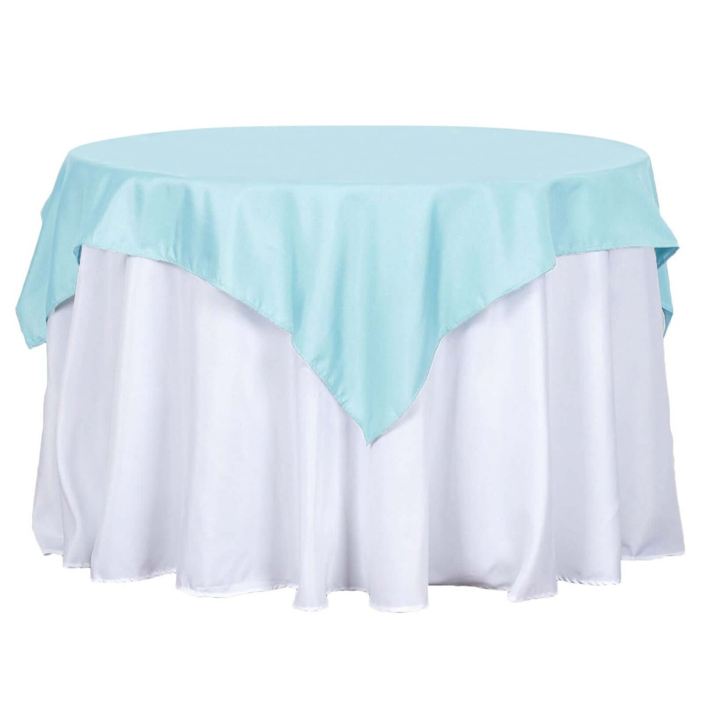 Polyester 54"x54" Table Overlay Square Tablecloth Light Blue - Wrinkle - Resistant & Durable Table Cover - Linen Luxes