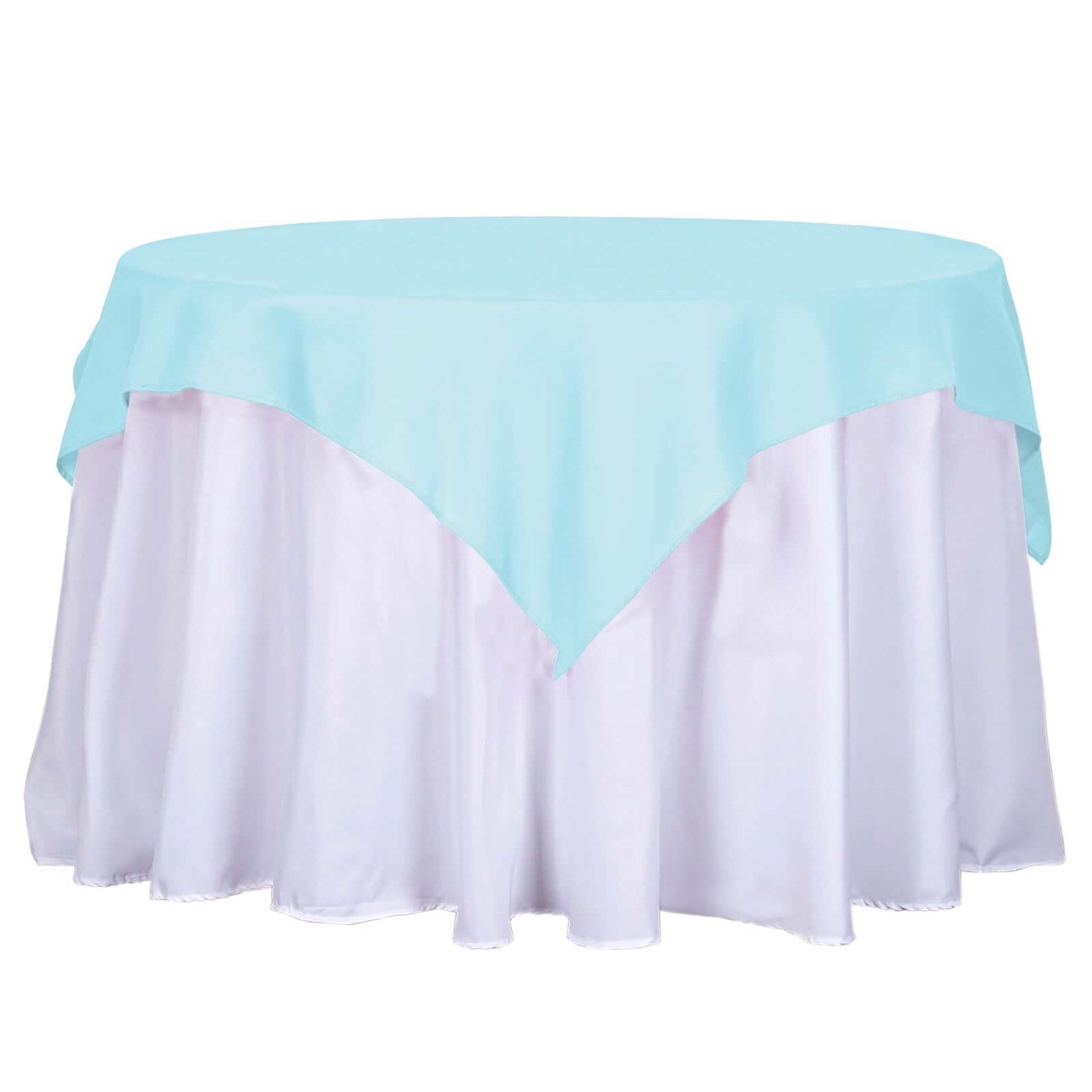 Polyester 54"x54" Table Overlay Square Tablecloth Light Blue - Wrinkle - Resistant & Durable Table Cover - Linen Luxes