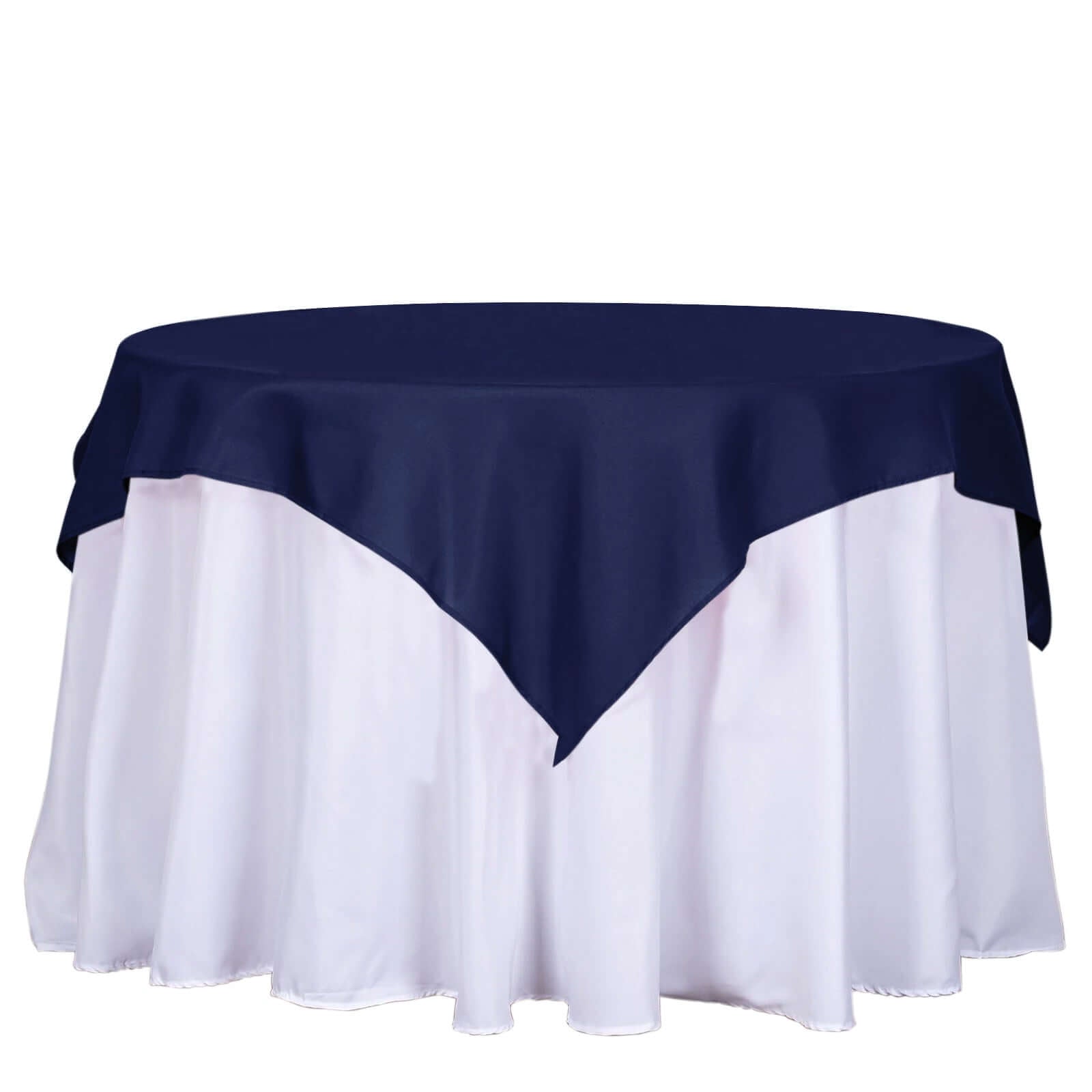 Polyester 54"x54" Table Overlay Square Tablecloth Navy Blue - Wrinkle - Resistant & Durable Table Cover - Linen Luxes