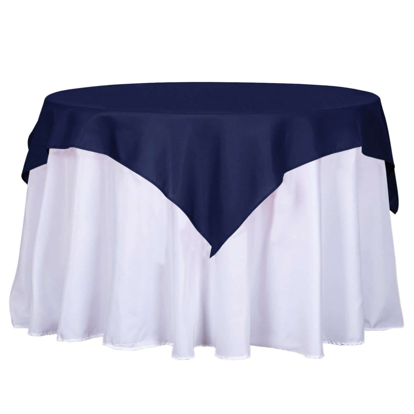 Polyester 54"x54" Table Overlay Square Tablecloth Navy Blue - Wrinkle - Resistant & Durable Table Cover - Linen Luxes