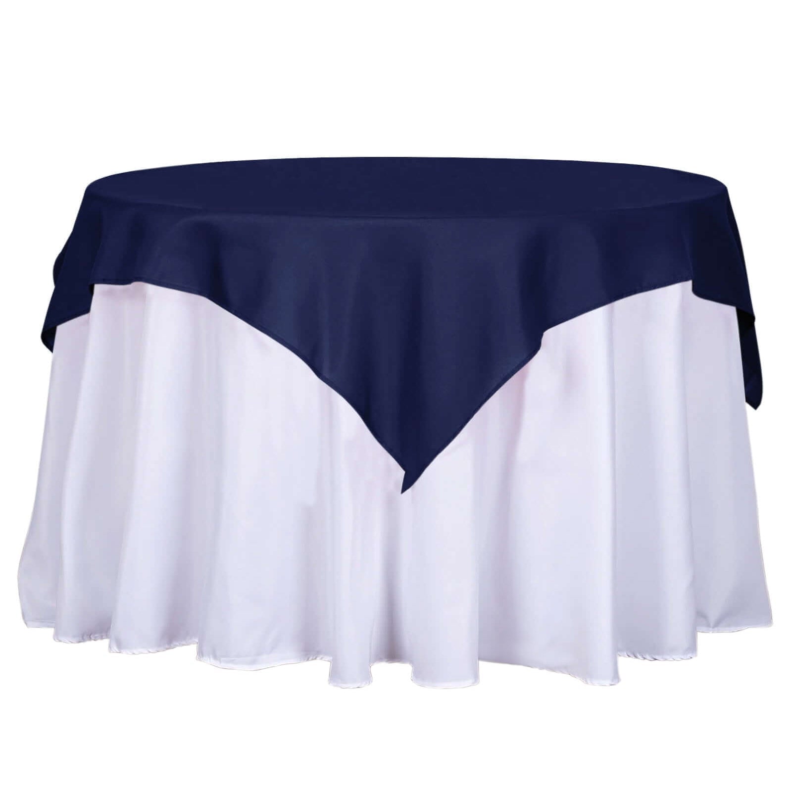 Polyester 54"x54" Table Overlay Square Tablecloth Navy Blue - Wrinkle - Resistant & Durable Table Cover - Linen Luxes