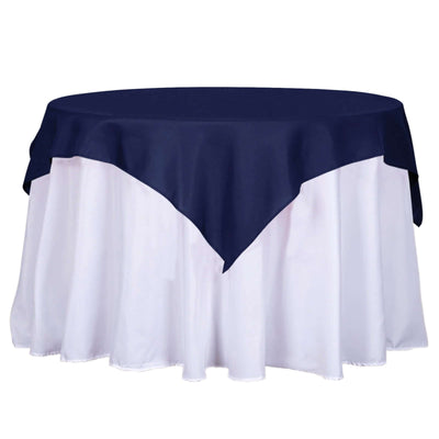Polyester 54"x54" Table Overlay Square Tablecloth Navy Blue - Wrinkle - Resistant & Durable Table Cover - Linen Luxes