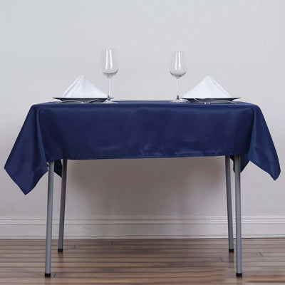 Polyester 54"x54" Table Overlay Square Tablecloth Navy Blue - Wrinkle - Resistant & Durable Table Cover - Linen Luxes