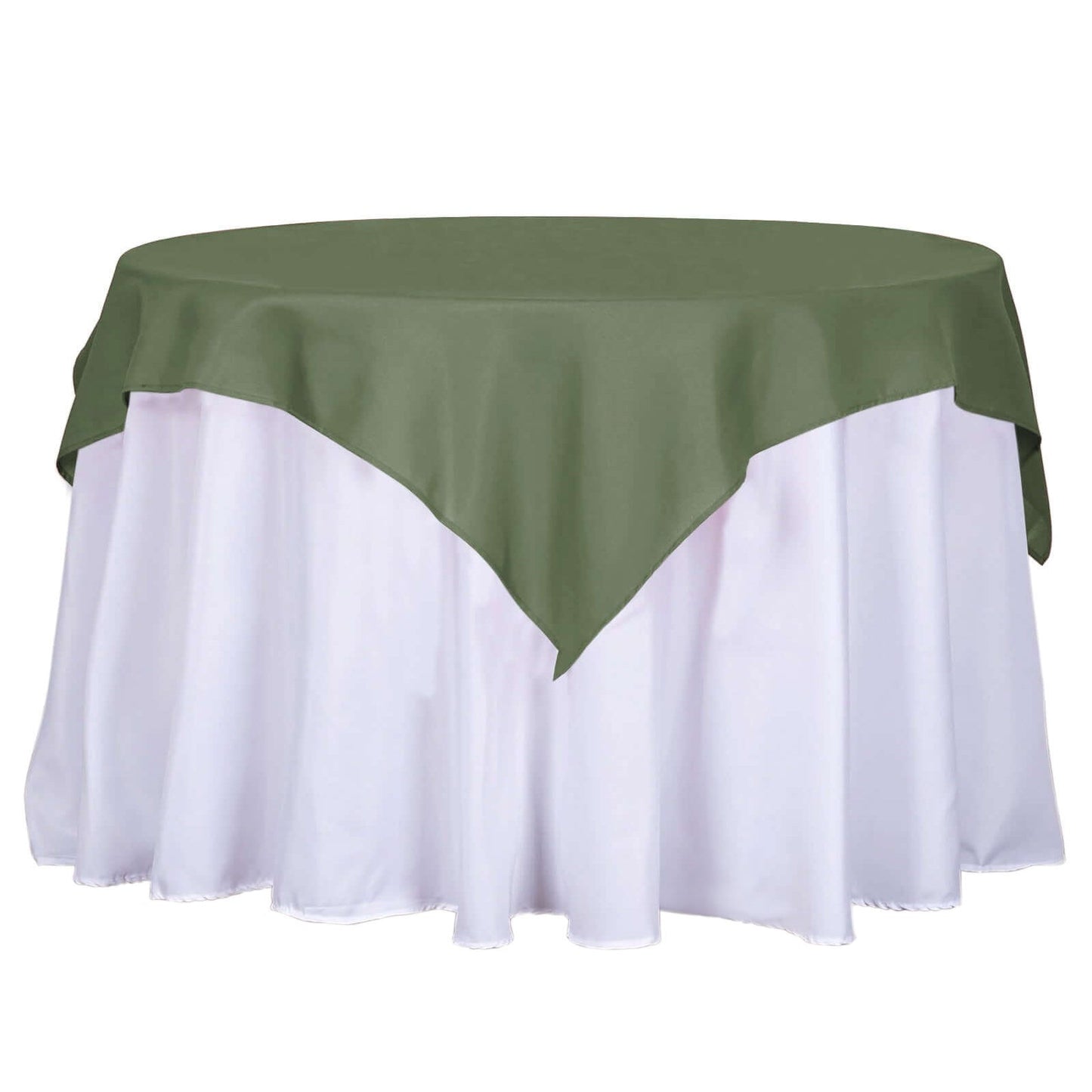 Polyester 54"x54" Table Overlay Square Tablecloth Olive Green - Wrinkle - Resistant & Durable Table Cover - Linen Luxes