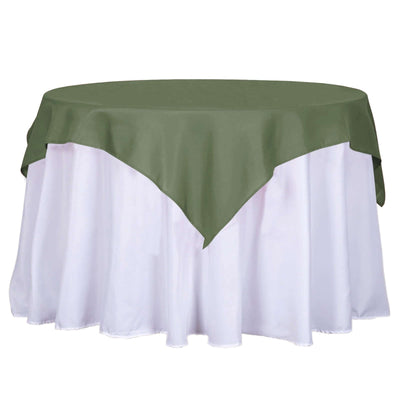 Polyester 54"x54" Table Overlay Square Tablecloth Olive Green - Wrinkle - Resistant & Durable Table Cover - Linen Luxes