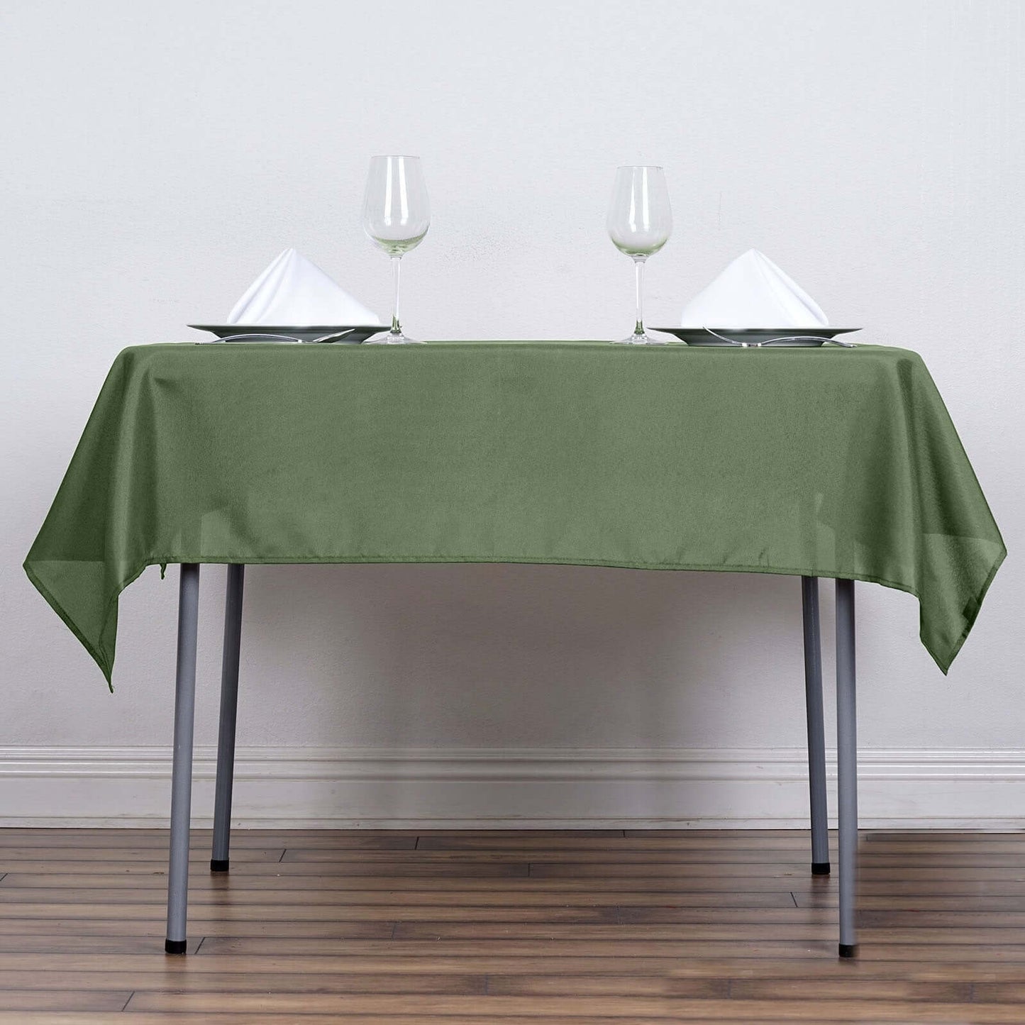 Polyester 54"x54" Table Overlay Square Tablecloth Olive Green - Wrinkle - Resistant & Durable Table Cover - Linen Luxes