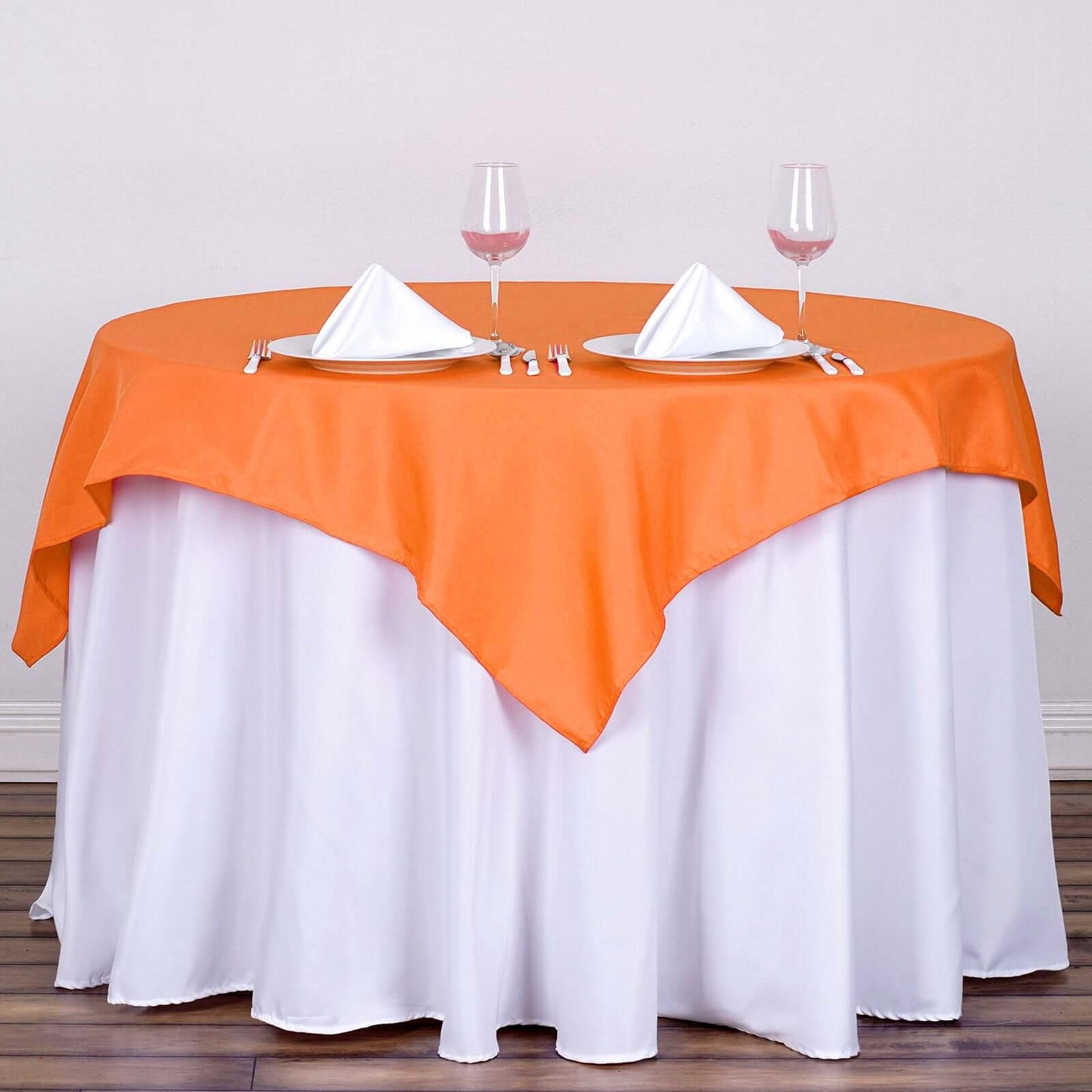Polyester 54"x54" Table Overlay Square Tablecloth Orange - Wrinkle - Resistant & Durable Table Cover - Linen Luxes